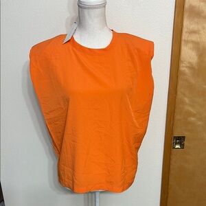 NWT French Connection Orange Shoulder Pads Boxy Style Size S